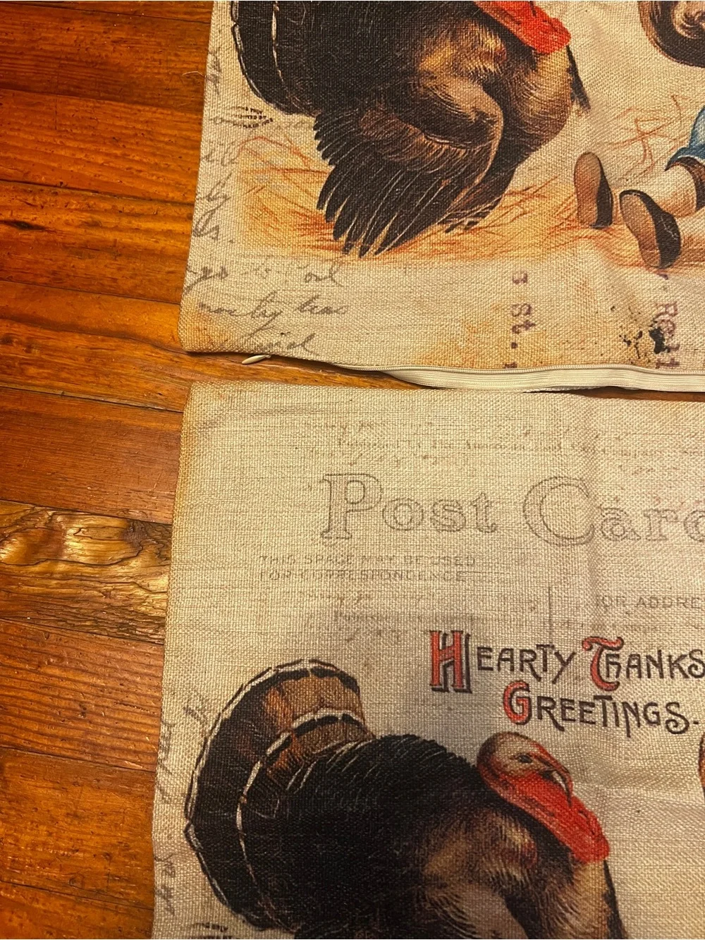 Vintage-Style Kids Bottoms Print Panel in Beige with Thanksgiving Illustration